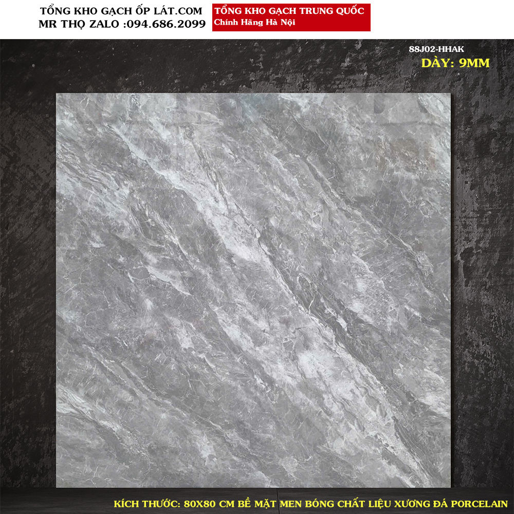 Gạch lát nền 80x80 vân đá xám ghi Trung Quốc 88j02